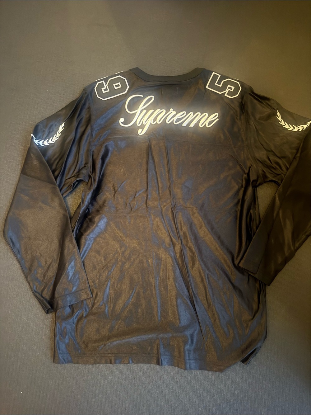Supreme Black Long Sleeve Jersey with White Script